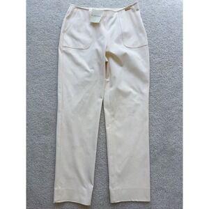 NWT $220 ST. JOHN SPORT Pants Ivory Cream Pull On Side Straight Leg Size 8